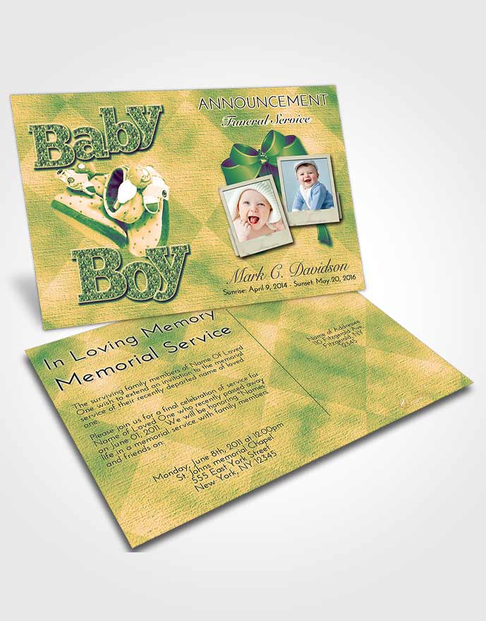 Funeral Announcement Card Template Emerald Serenity Baby Boy