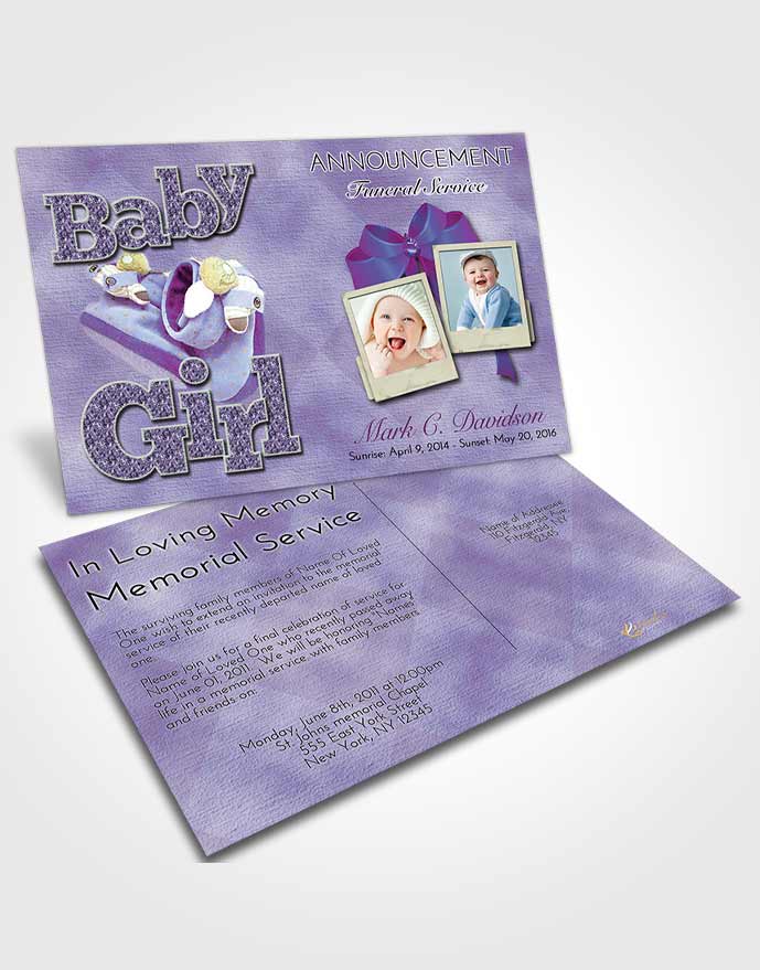 Funeral Announcement Card Template Lavender Beauty Baby Girl