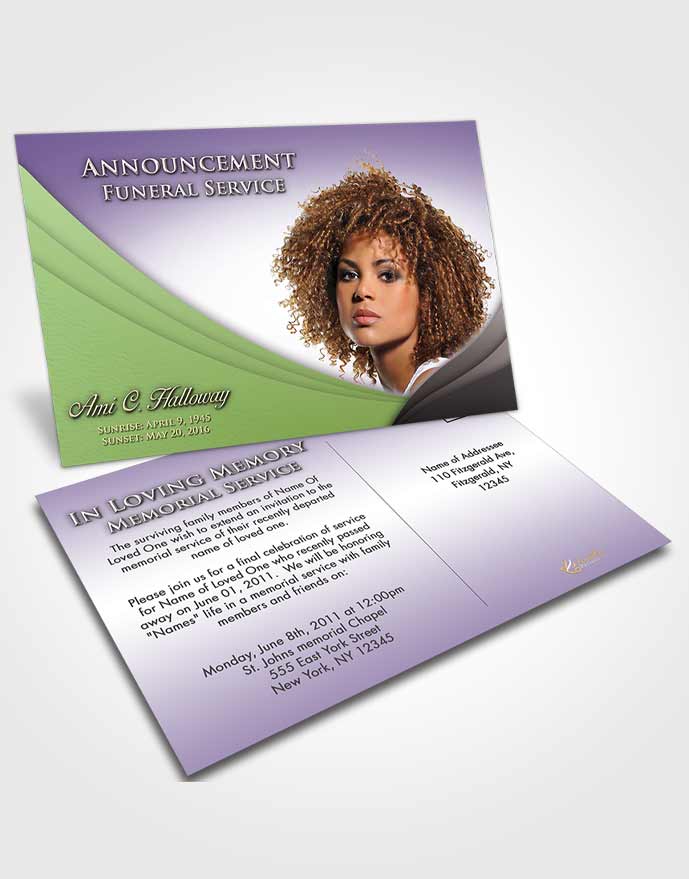 Funeral Announcement Card Template Lavender Beauty Magnificence