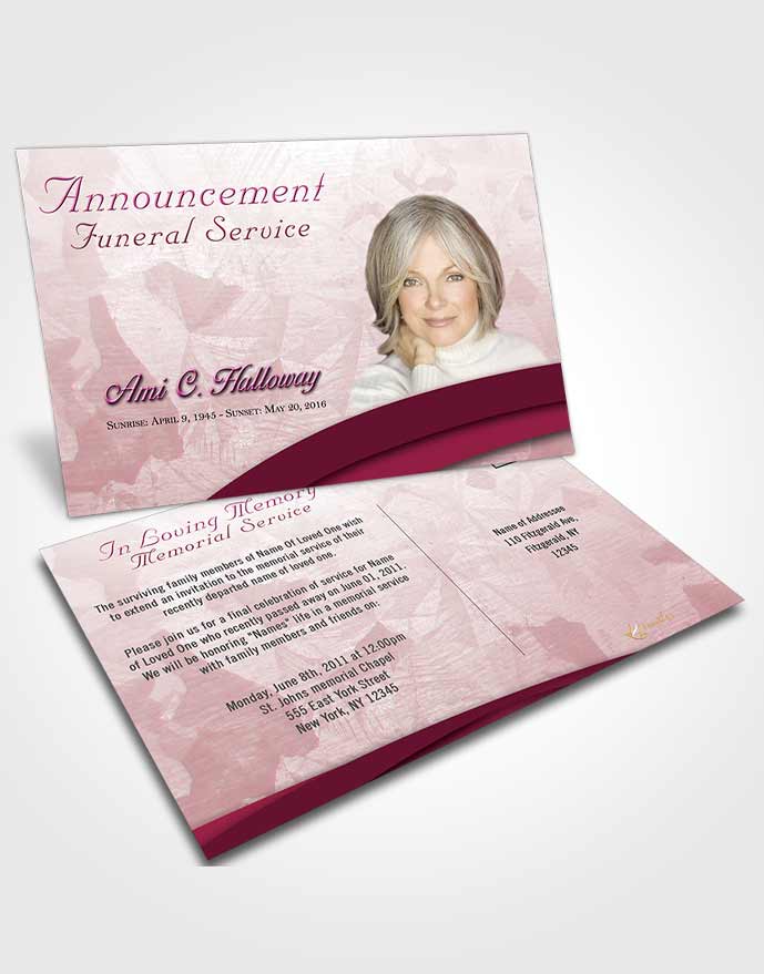 Funeral Announcement Card Template Lavender Beauty Wisdom