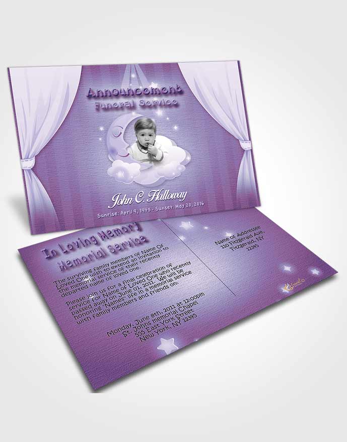 Funeral Announcement Card Template Lavender Childrens Innocence