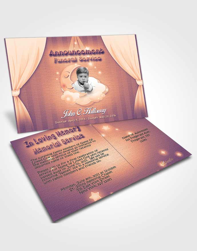 Funeral Announcement Card Template Lavender Sunset Childrens Innocence