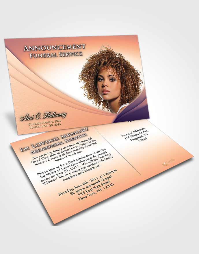 Funeral Announcement Card Template Lavender Sunset Magnificence