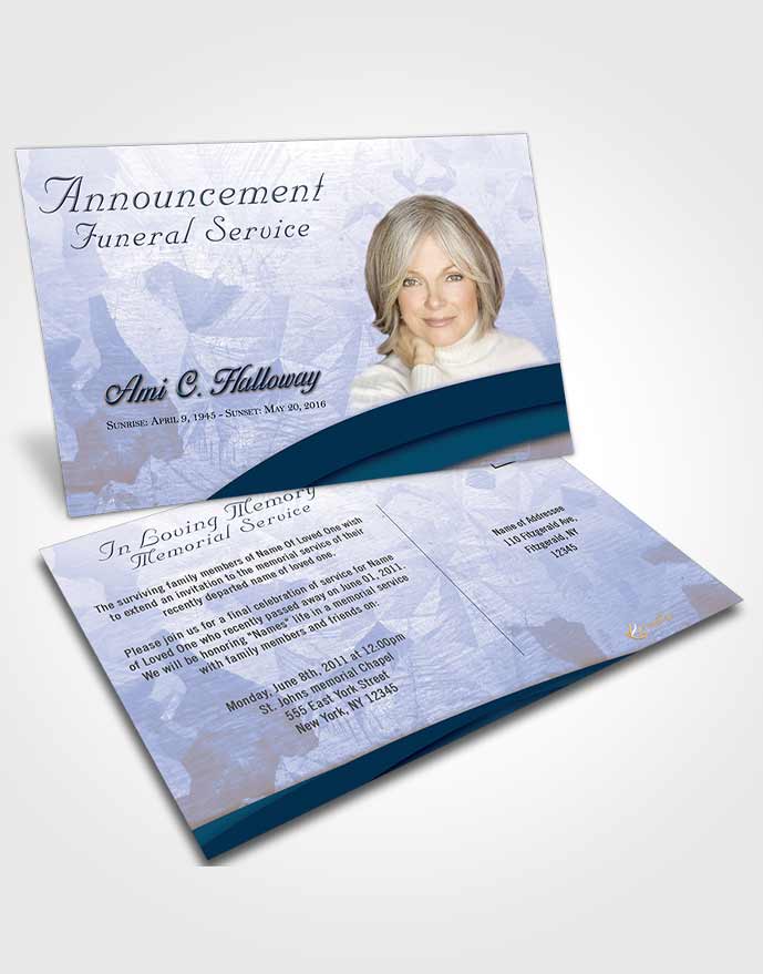 Funeral Announcement Card Template Light Blue Ocean Wisdom