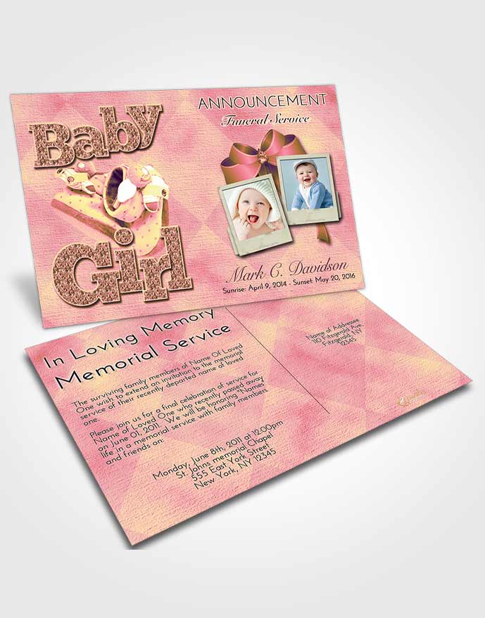 Funeral Announcement Card Template Loving Mix Baby Girl