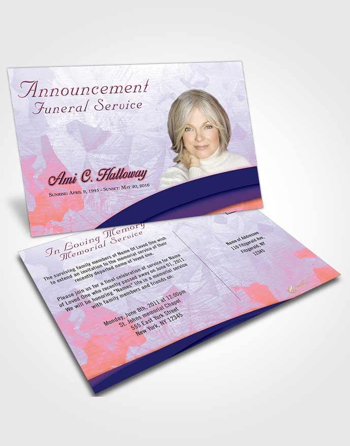 Funeral Announcement Card Template Peaceful Wisdom