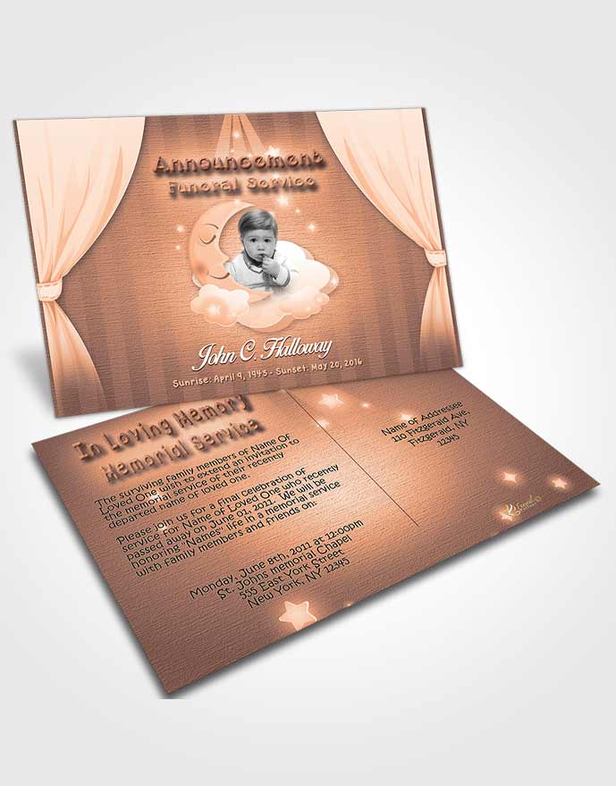 Funeral Announcement Card Template Peach Love Childrens Innocence