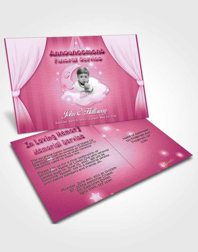 Funeral Announcement Card Template Pink Childrens Innocence