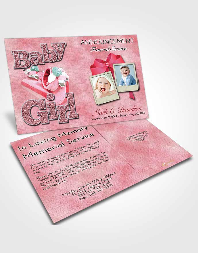 Funeral Announcement Card Template Pink Love Baby Girl