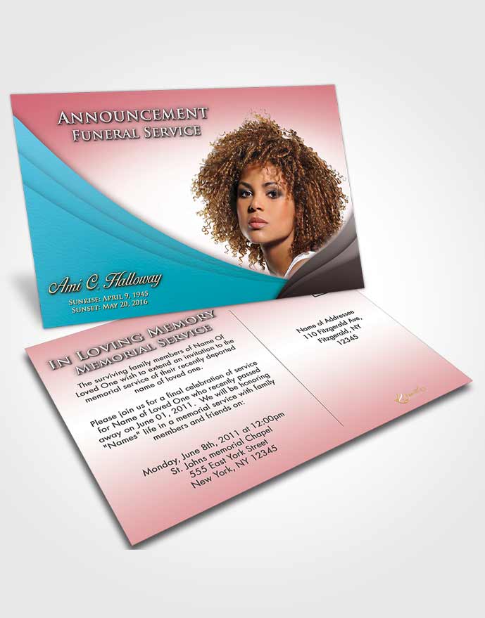 Funeral Announcement Card Template Pink Love Magnificence