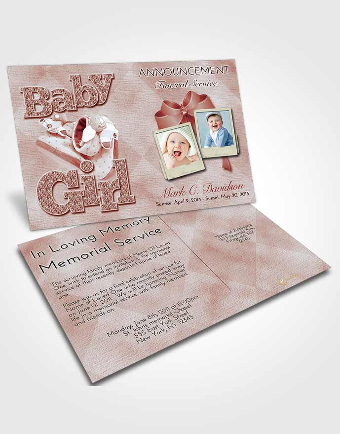Funeral Announcement Card Template Ruby Love Baby Girl