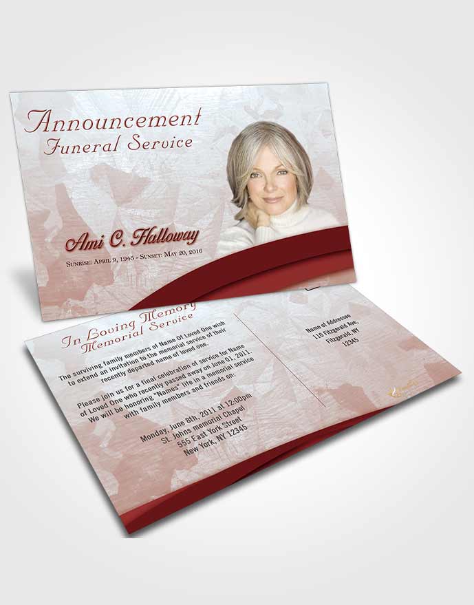 Funeral Announcement Card Template Ruby Love Wisdom