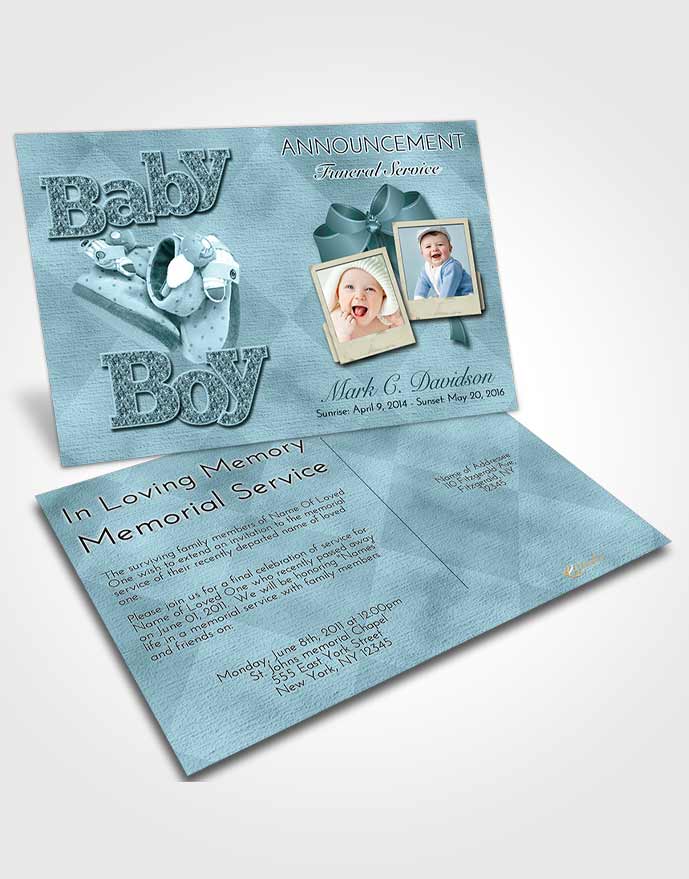 Funeral Announcement Card Template Soft Emerald Love Baby Boy