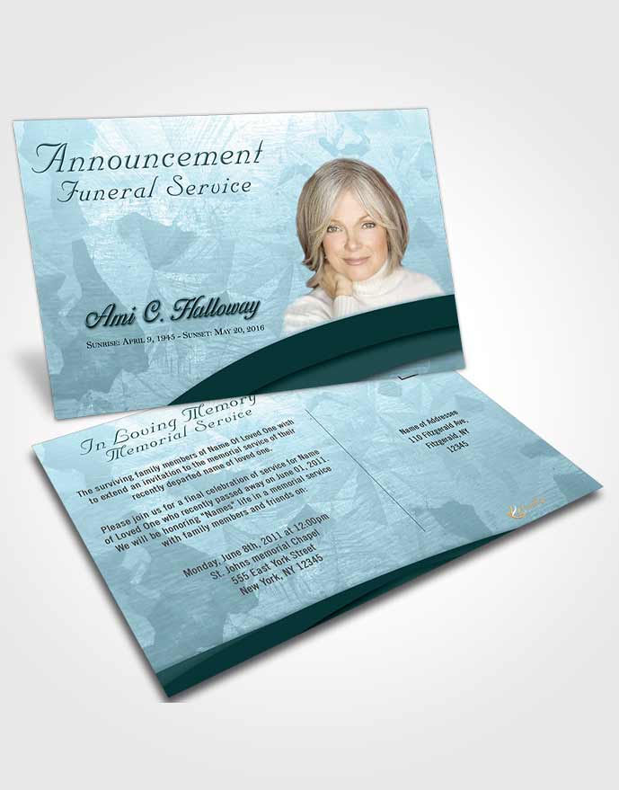 Funeral Announcement Card Template Soft Emerald Love Wisdom