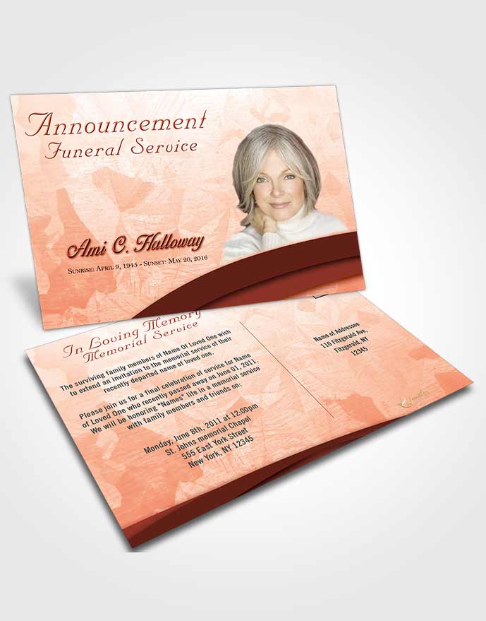 Funeral Announcement Card Template Strawberry Love Wisdom