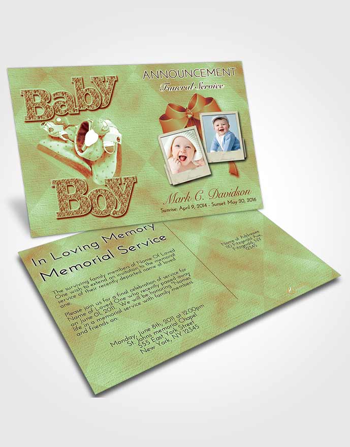 Funeral Announcement Card Template Strawberry Mist Baby Boy