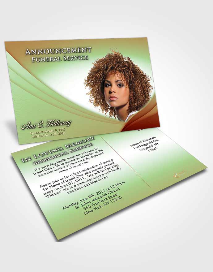 Funeral Announcement Card Template Strawberry Mist Magnificence