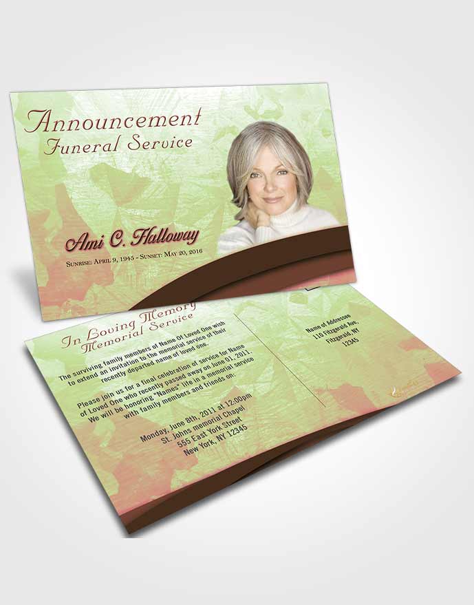 Funeral Announcement Card Template Sweet Wisdom