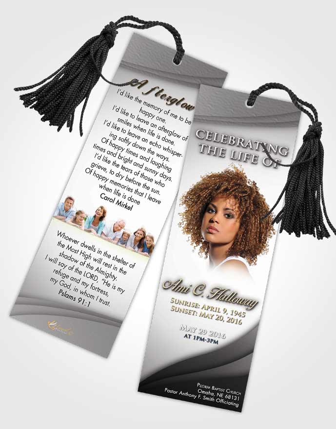 Funeral Bookmark Template Black and White Magnificence