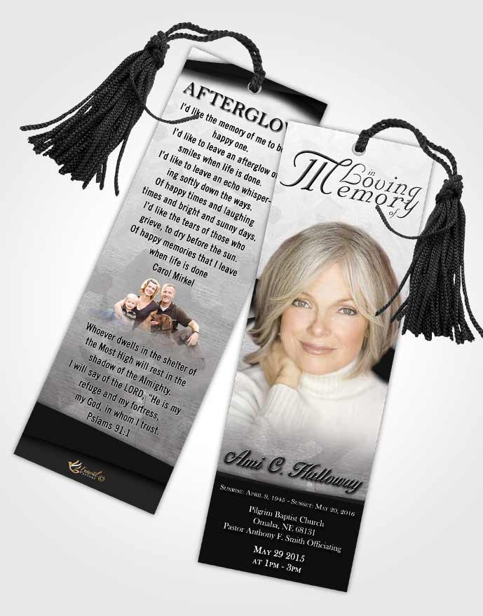 Funeral Bookmark Template Black and White Wisdom