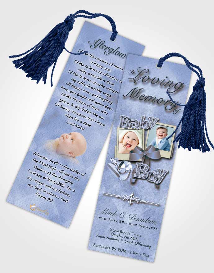 Funeral Bookmark Template Coral Reef Baby Boy