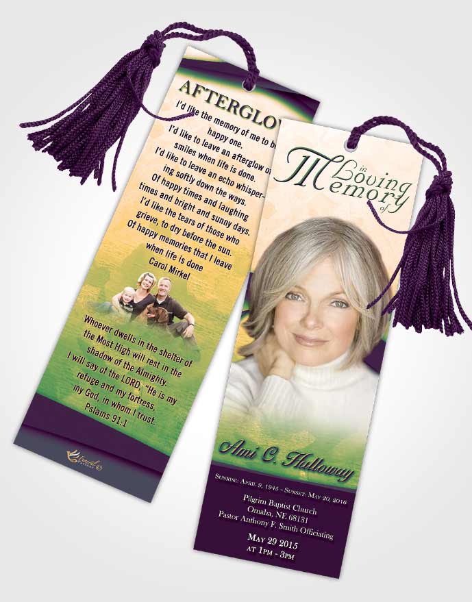 Funeral Bookmark Template Emerald Serenity Wisdom