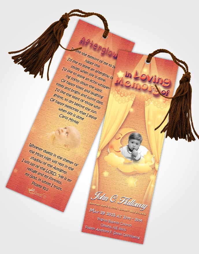 Funeral Bookmark Template Evening Childrens Innocence