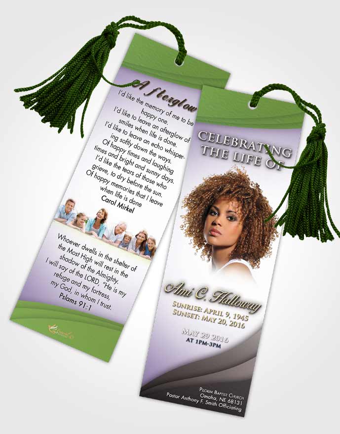 Funeral Bookmark Template Lavender Beauty Magnificence