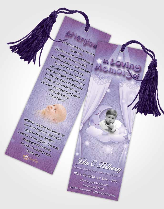 Funeral Bookmark Template Lavender Childrens Innocence