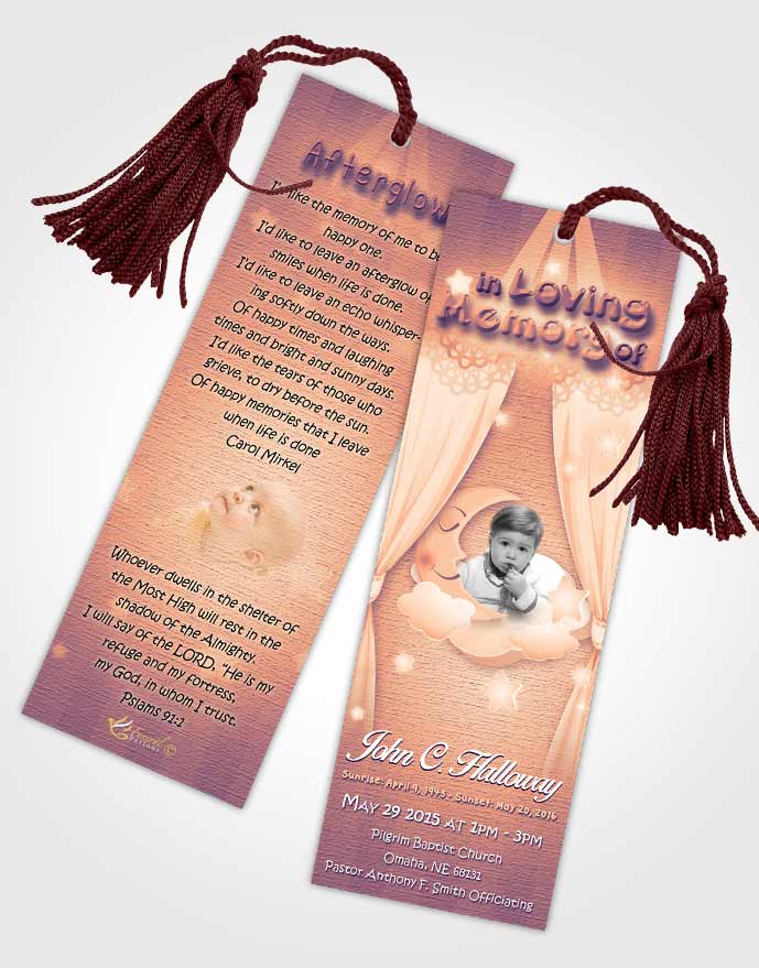 Funeral Bookmark Template Lavender Sunset Childrens Innocence
