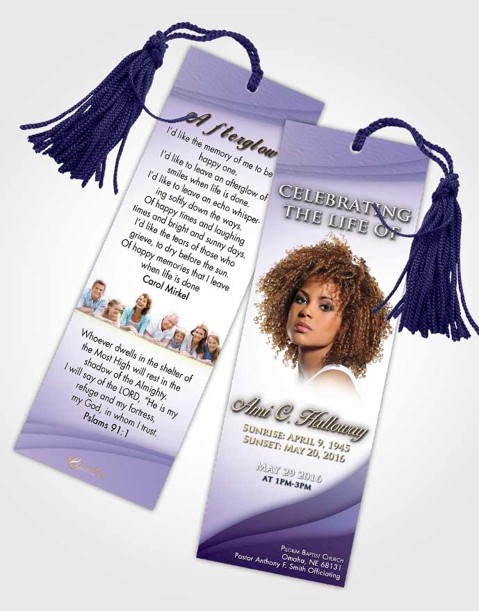 Funeral Bookmark Template Loving Lavender Magnificence