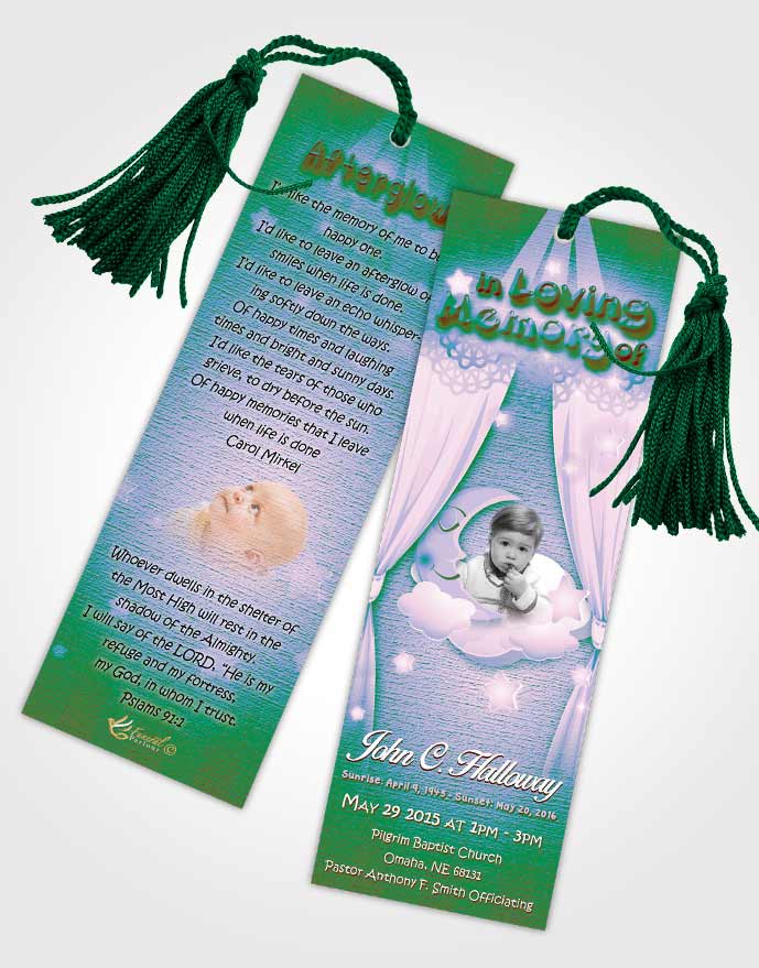 Funeral Bookmark Template Peaceful Childrens Innocence
