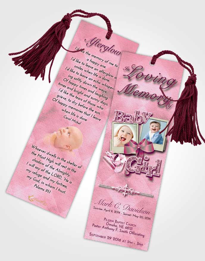 2 Page Graduated Step Fold Funeral Program Template Brochure Pink Faith