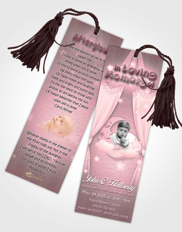 Funeral Bookmark Template Rosy Childrens Innocence