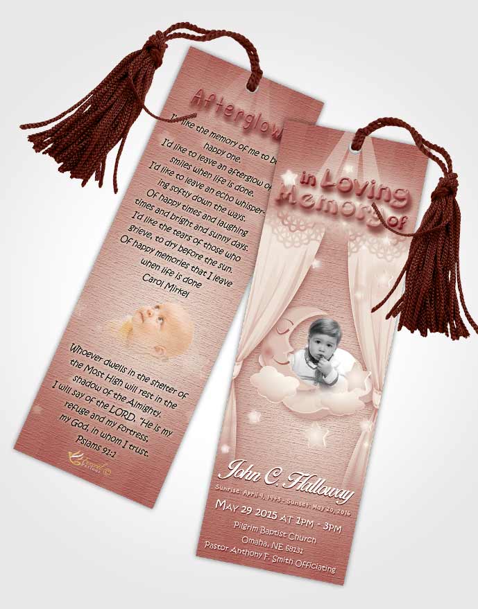Funeral Bookmark Template Ruby Childrens Innocence