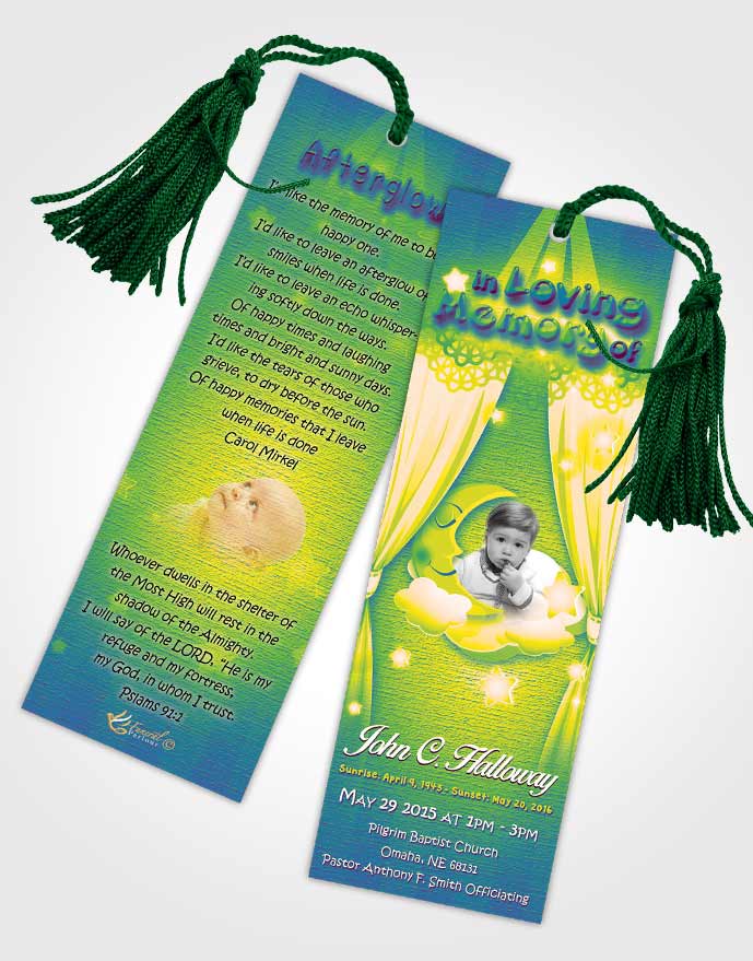 Funeral Bookmark Template Tranquil Childrens Innocence