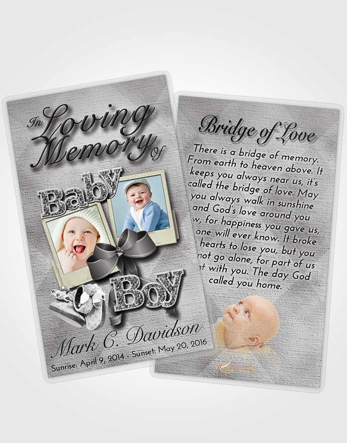 Funeral Prayer Card Template Black and White Baby Boy