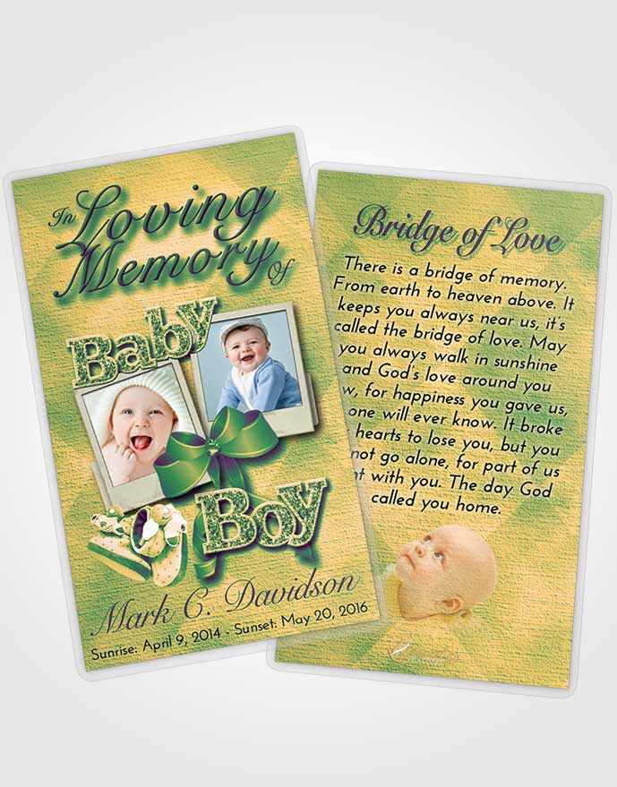 Funeral Prayer Card Template Emerald Serenity Baby Boy