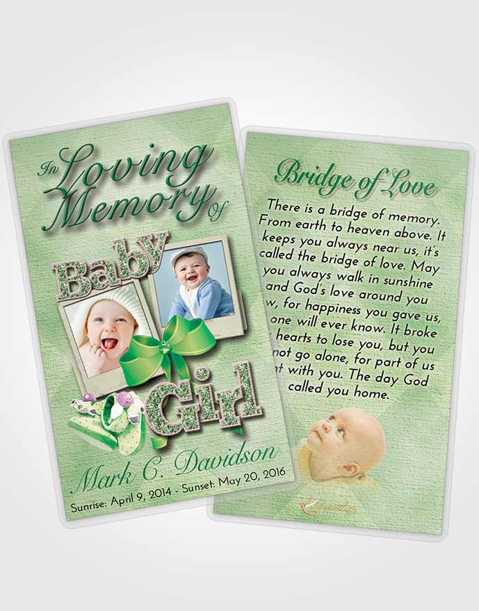 Funeral Prayer Card Template Emerald Sunrise Baby Girl