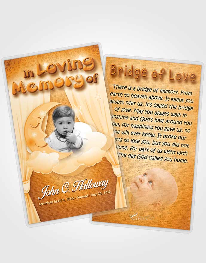Funeral Prayer Card Template Golden Peach Childrens Innocence