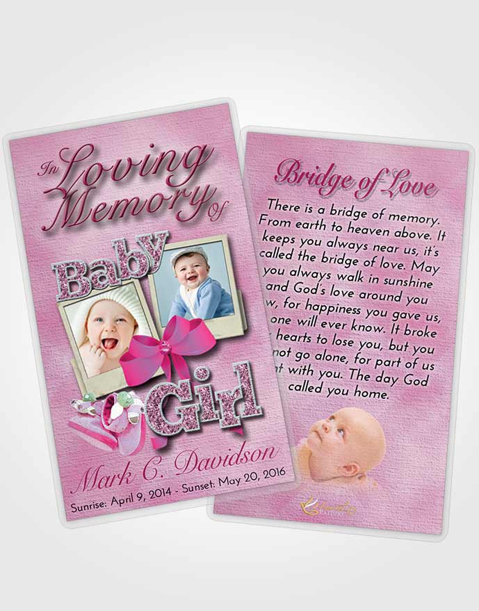 Funeral Prayer Card Template Hot Pink Majesty Baby Girl