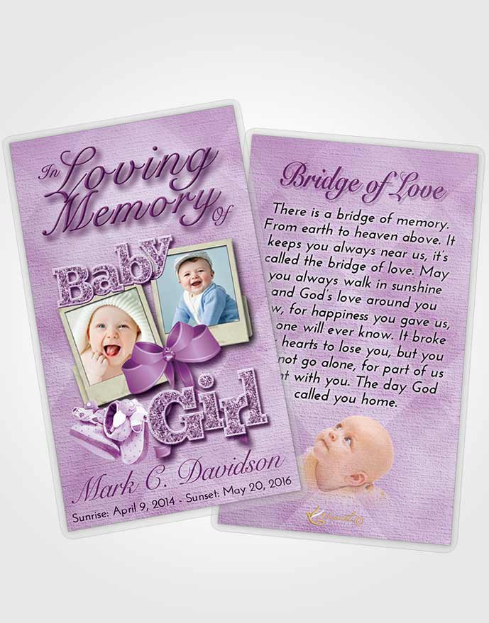 Funeral Prayer Card Template Lavender Sunrise Baby Girl