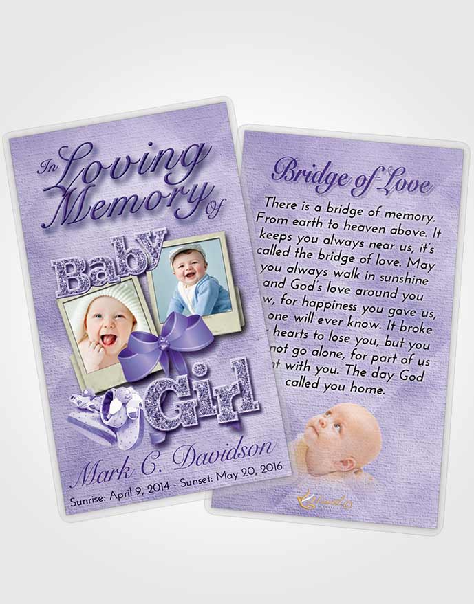 Funeral Prayer Card Template Loving Lavender Baby Girl