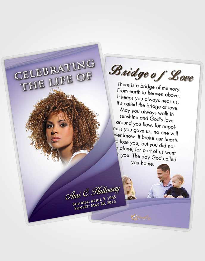 Funeral Prayer Card Template Loving Lavender Magnificence