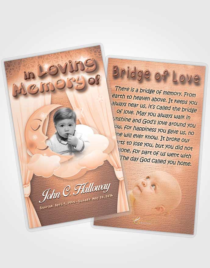 Funeral Prayer Card Template Peach Love Childrens Innocence