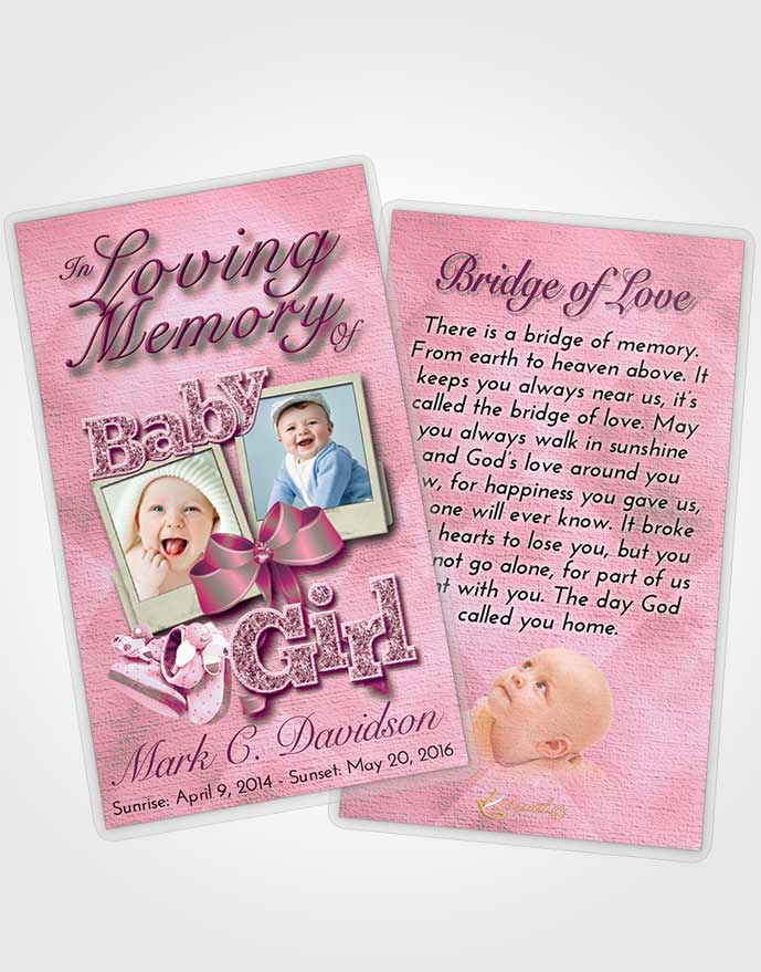 Funeral Prayer Card Template Pink Faith Baby Girl