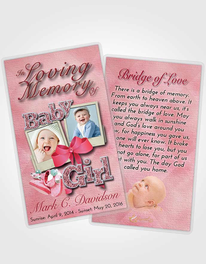 Funeral Prayer Card Template Pink Love Baby Girl