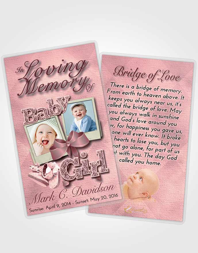 Funeral Prayer Card Template Pink Serenity Baby Girl