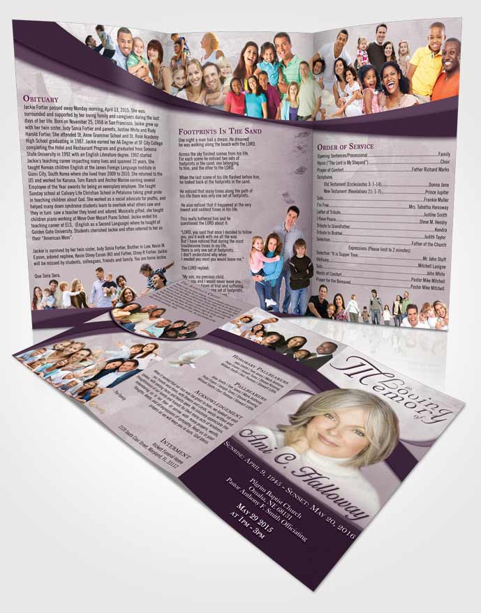 Obituary Template Trifold Brochure Afternoon Wisdom