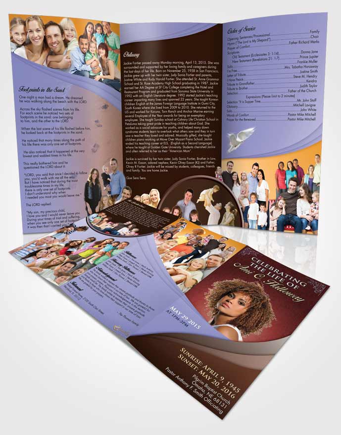 Obituary Template Trifold Brochure Devoted Magnificence